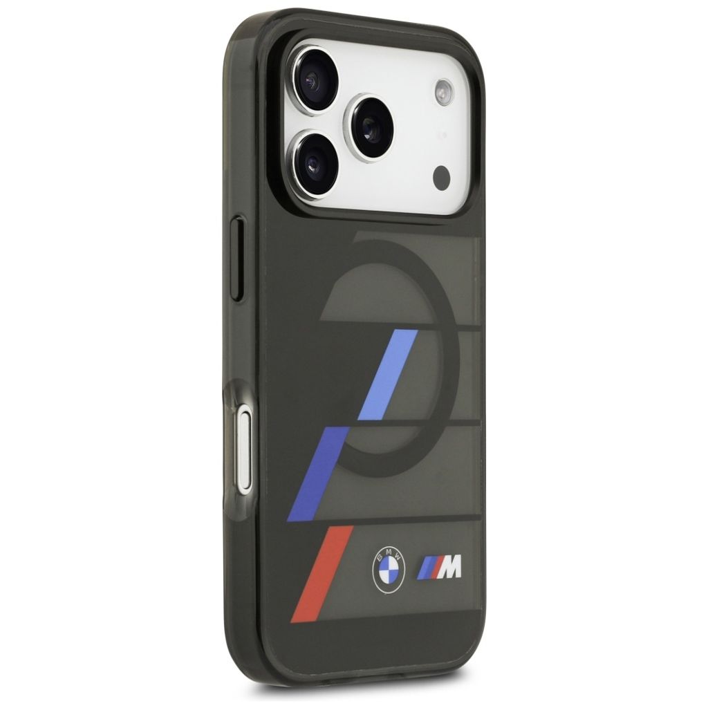BMW M IML Metal Buttons Tricolor Lines MagSafe -kuori till iPhone 17 Pro - Musta