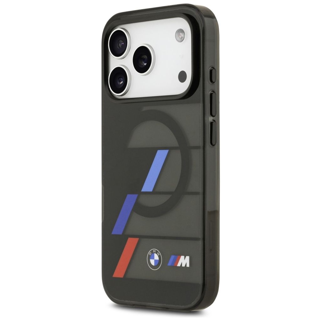 BMW M IML Metal Buttons Tricolor Lines MagSafe -kuori till iPhone 17 Pro - Musta