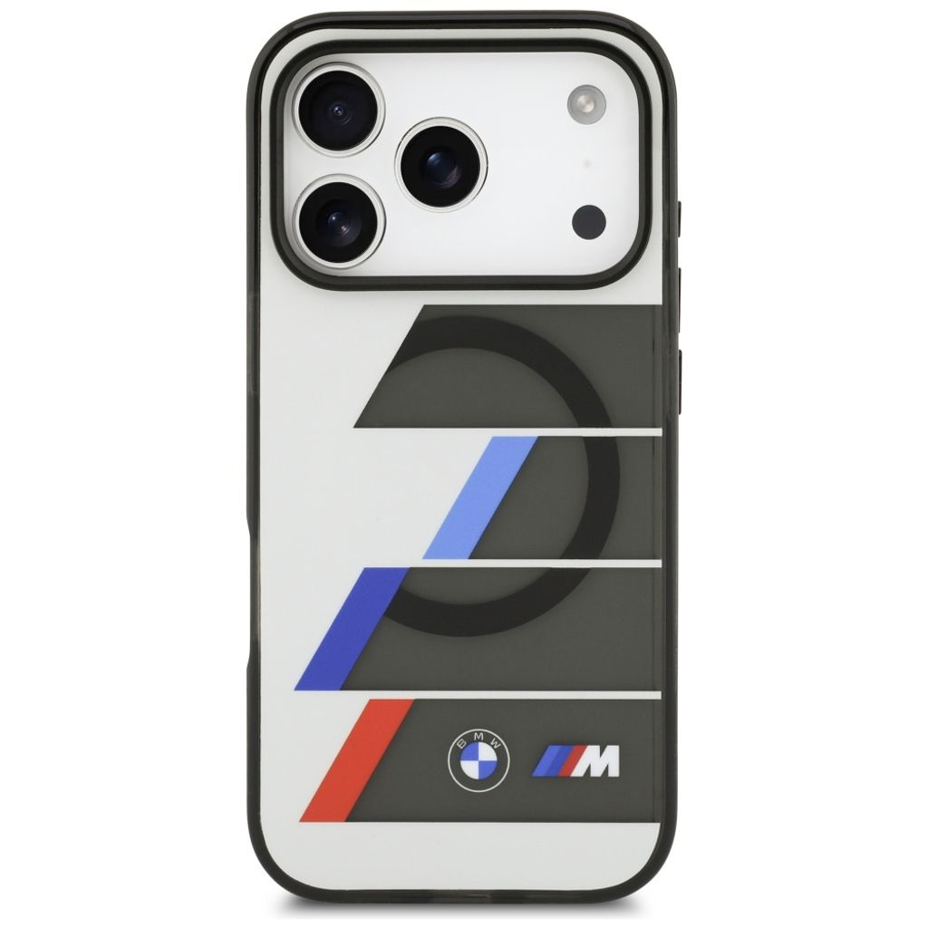 BMW M IML Metal Buttons Tricolor Lines MagSafe -kuori till iPhone 17 Pro Max - Harmaa