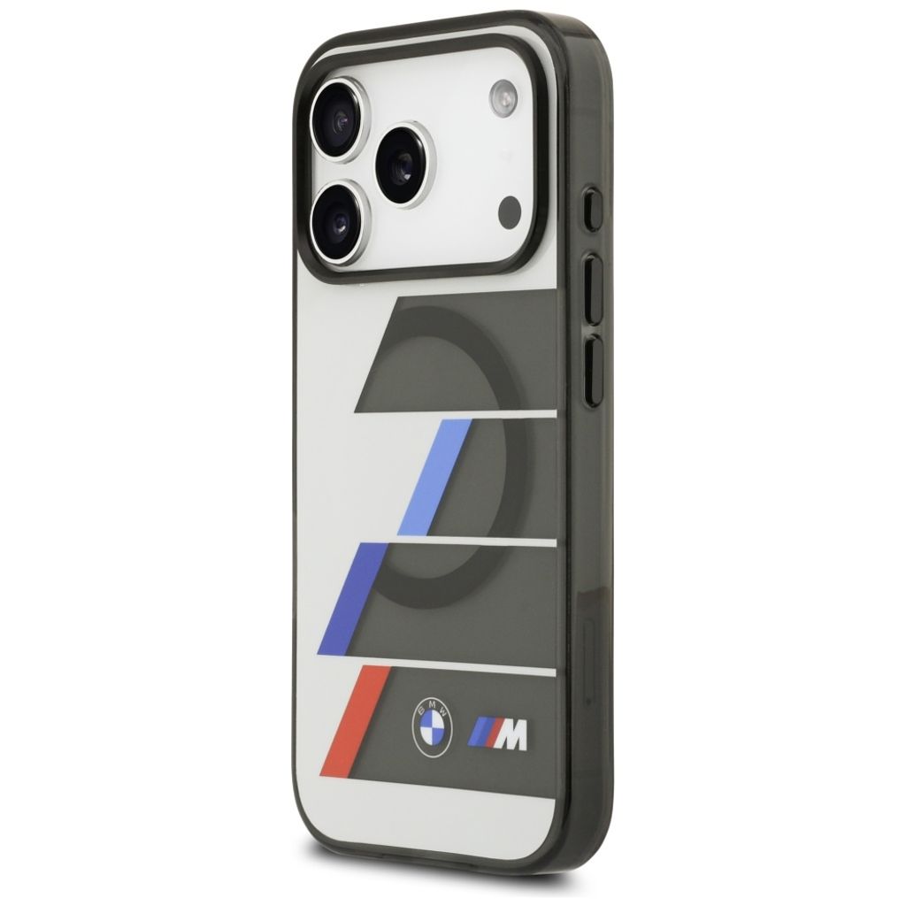 BMW M IML Metal Buttons Tricolor Lines MagSafe -kuori till iPhone 17 Pro Max - Harmaa