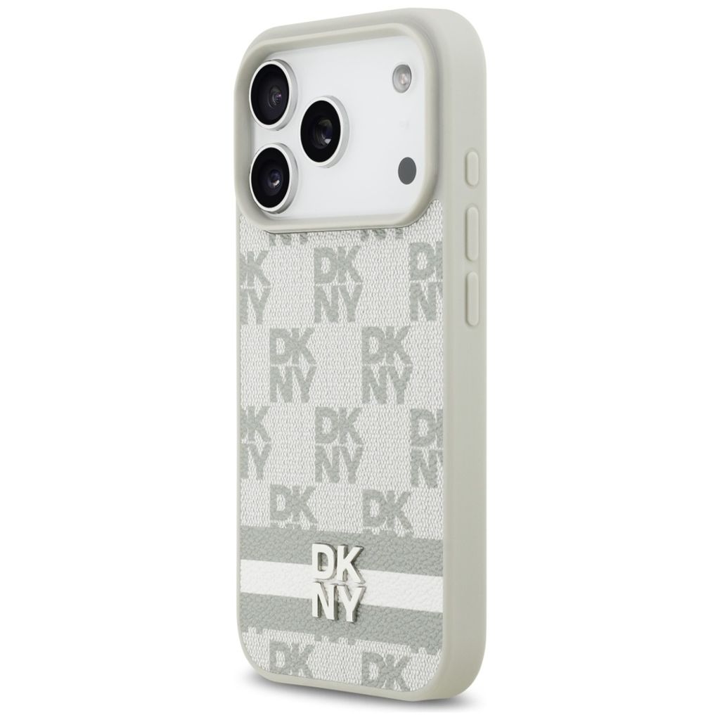 DKNY Checkered with Printed Stripes Deksel till iPhone 17 Pro - Beige