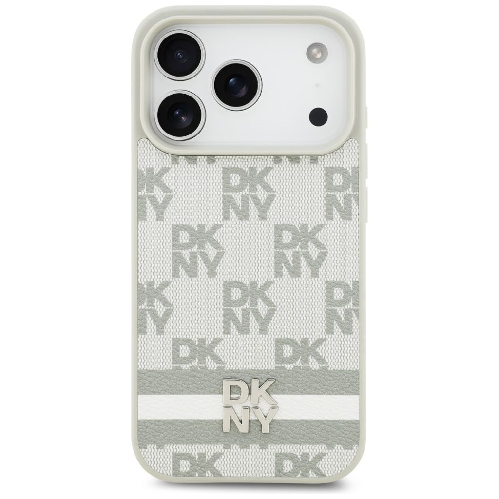 DKNY Checkered with Printed Stripes Deksel till iPhone 17 Pro - Beige