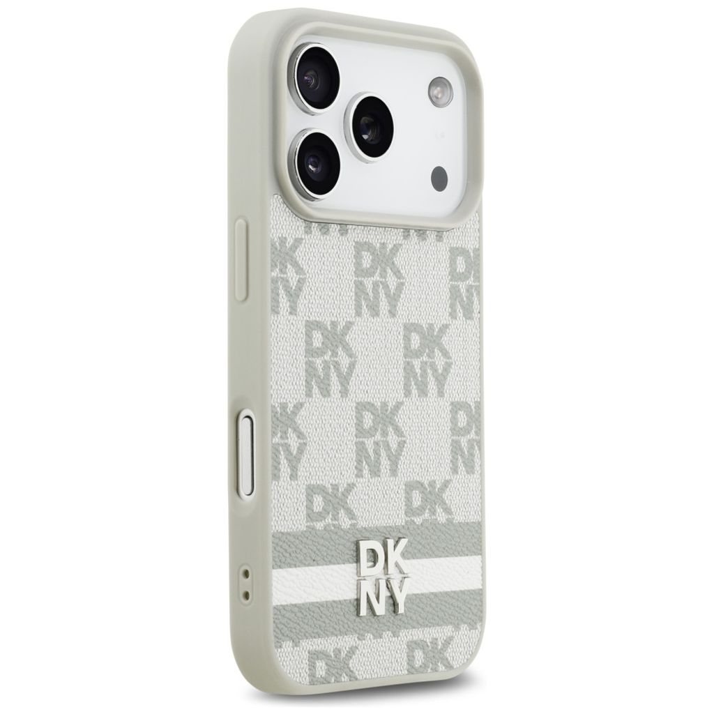 DKNY Checkered with Printed Stripes Deksel till iPhone 17 Pro - Beige