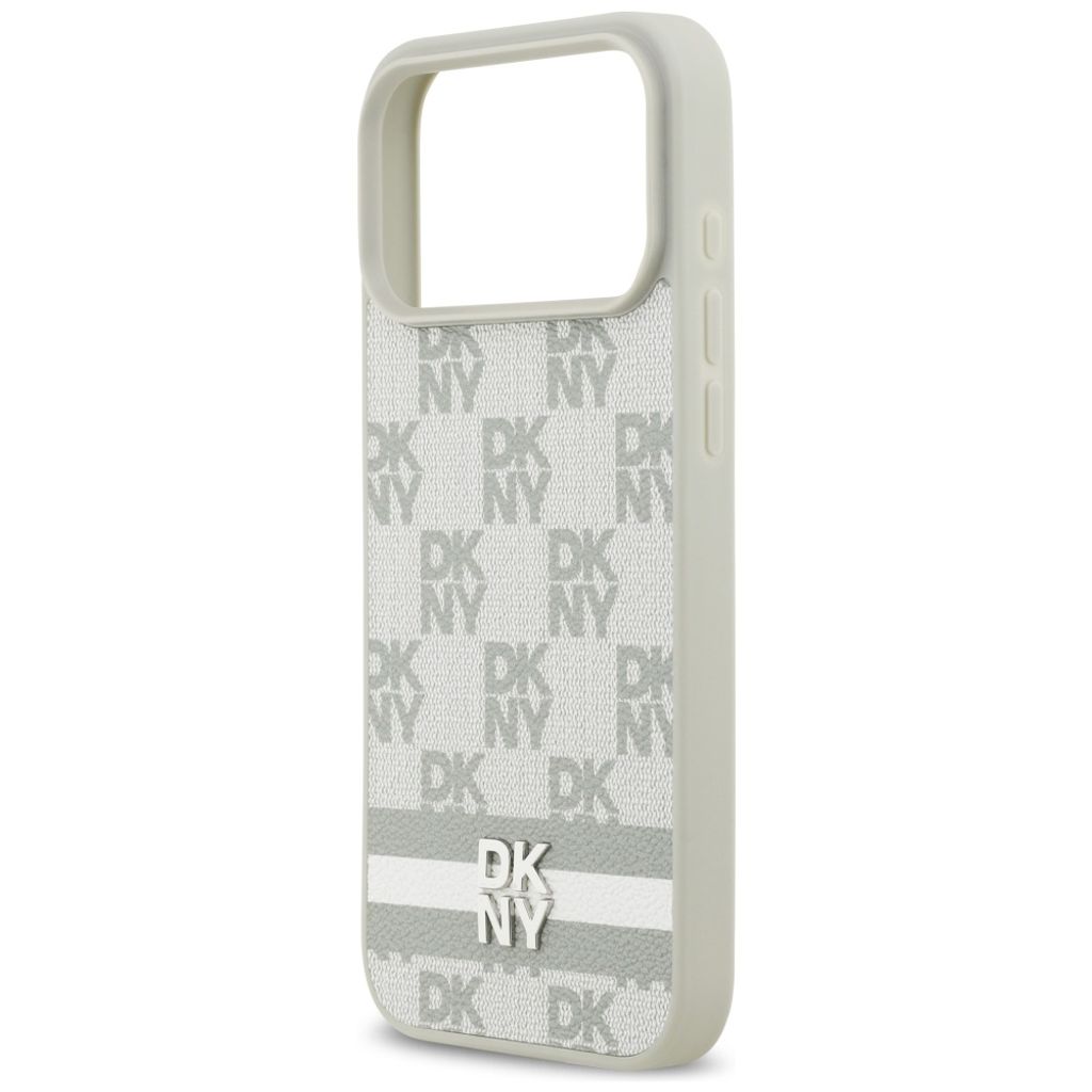 DKNY Checkered with Printed Stripes Deksel till iPhone 17 Pro Max - Beige