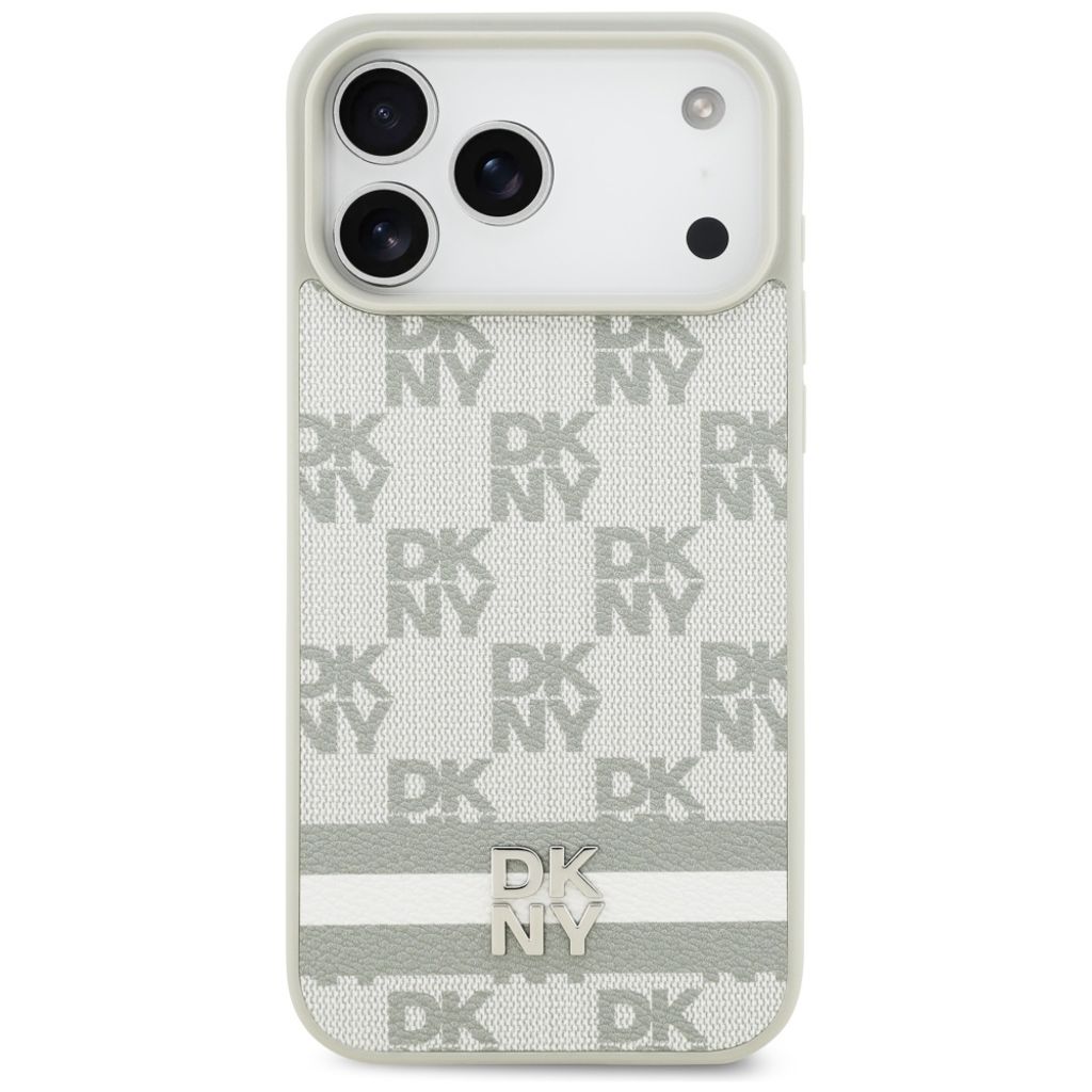 DKNY Checkered with Printed Stripes Deksel till iPhone 17 Pro Max - Beige