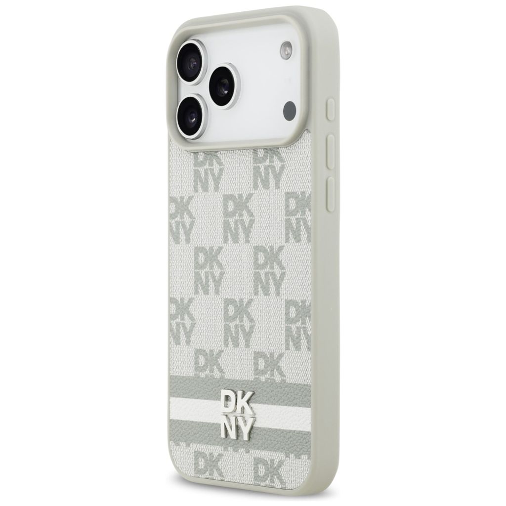 DKNY Checkered with Printed Stripes Deksel till iPhone 17 Pro Max - Beige