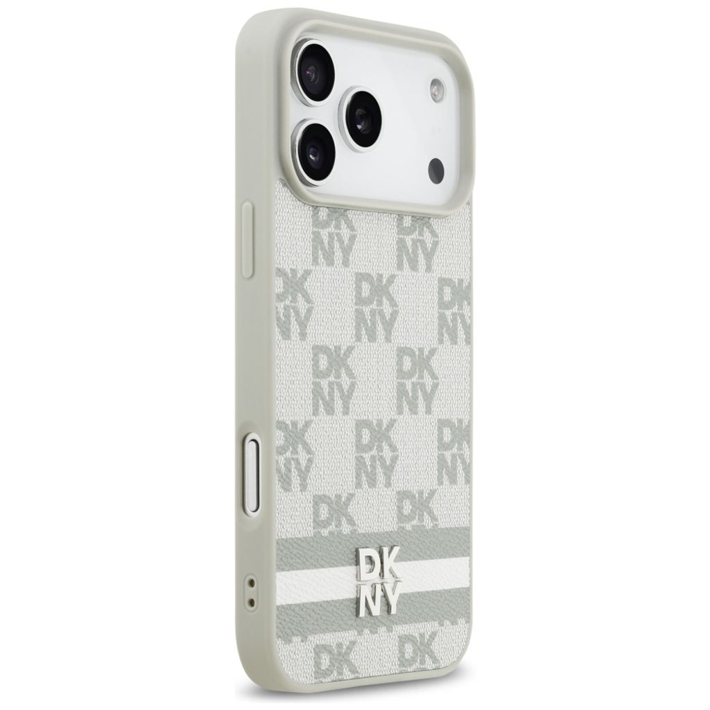 DKNY Checkered with Printed Stripes Deksel till iPhone 17 Pro Max - Beige