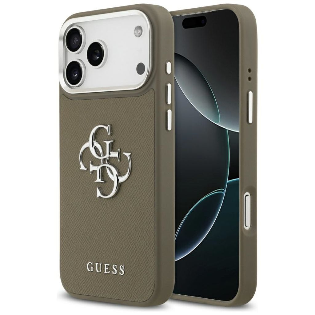 Guess Grained Big 4G & Classic Logo -kuori till iPhone 17 Pro Max - Ruskea
