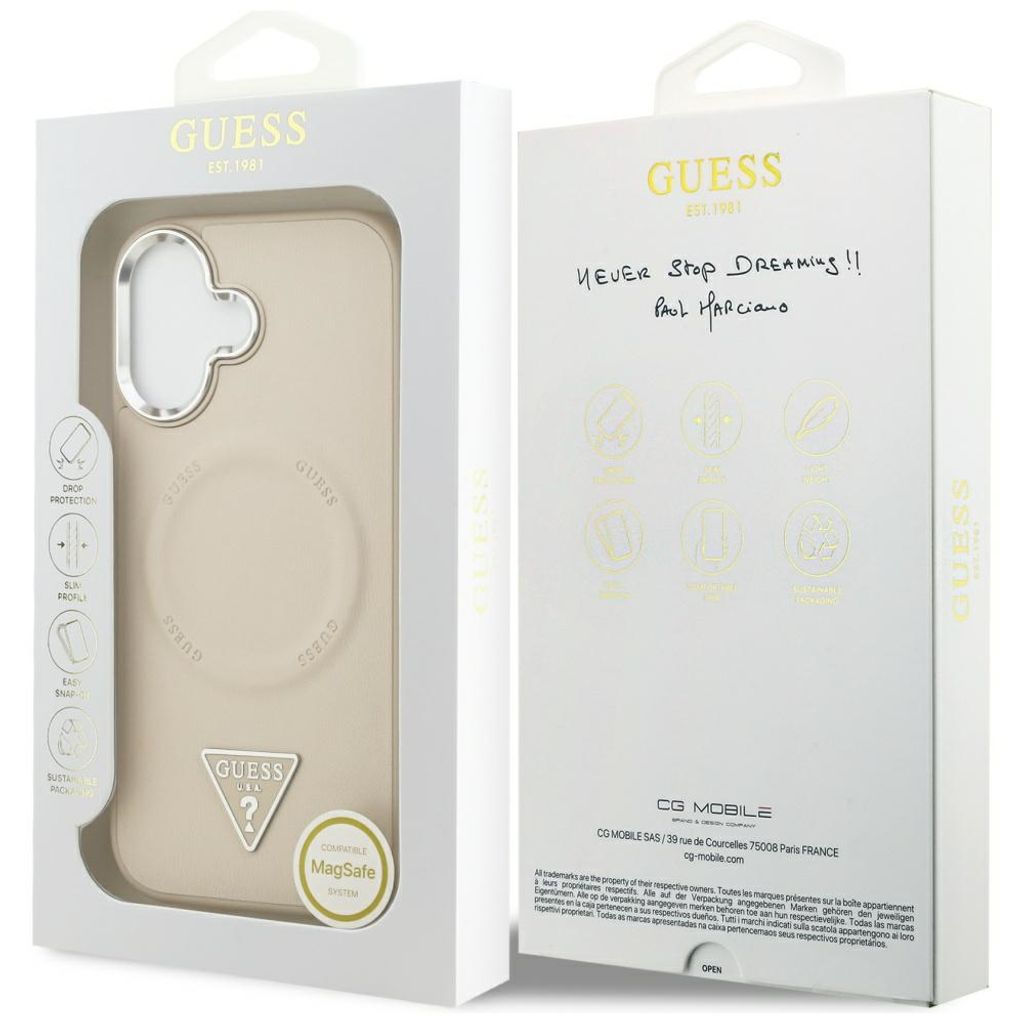 Guess Triangle Logo MagSafe -kuori till iPhone 17 - Beige