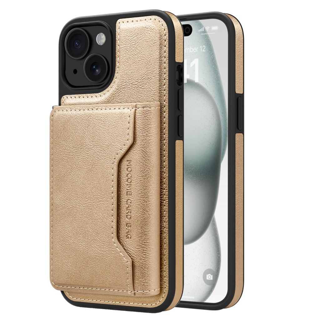 iPhone 15 Wallet Case MagSafe Detachable Card Holder – Gold
