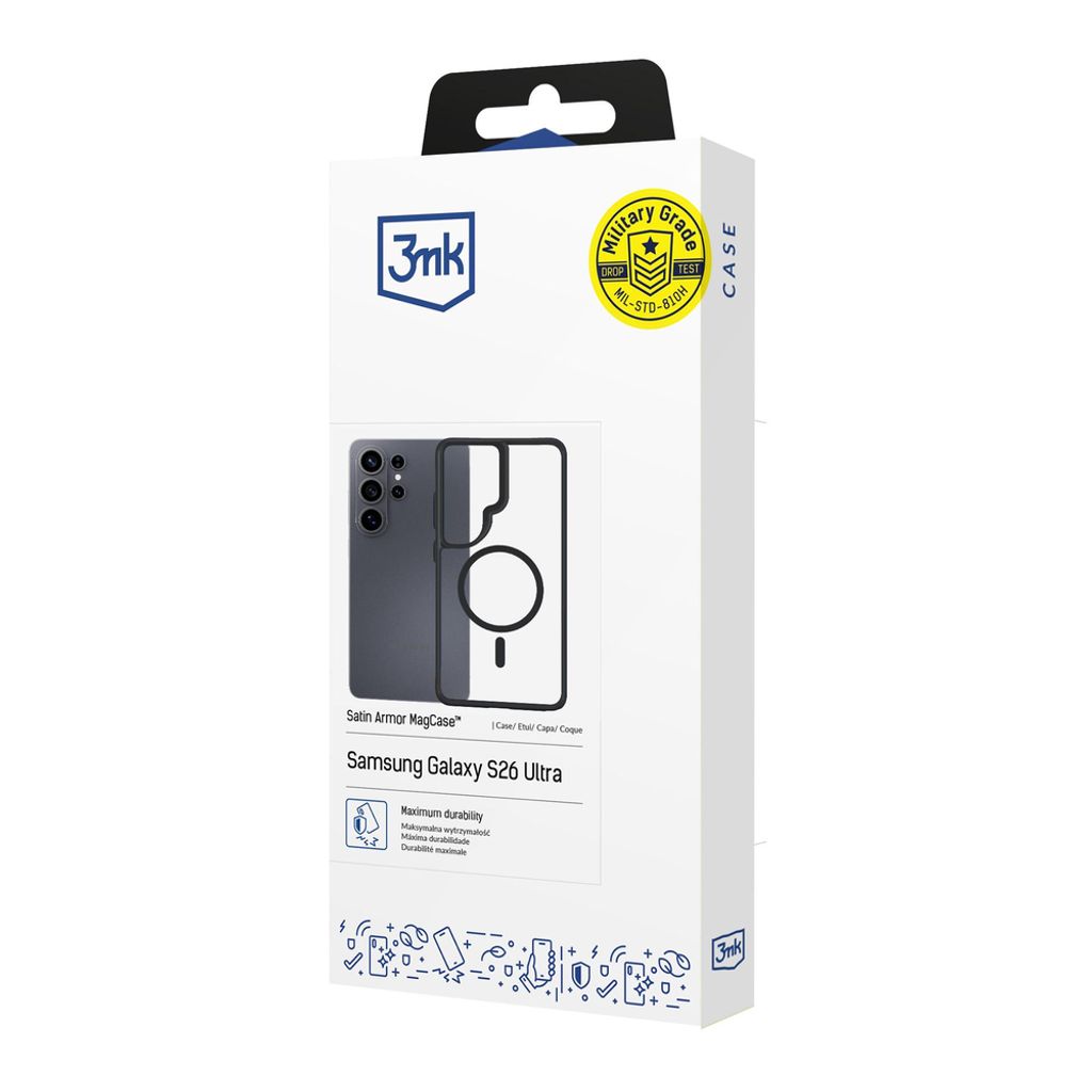 3mk Satin Armor MagSafe Skal till Samsung Galaxy S26 Ultra - Transparent/Svart