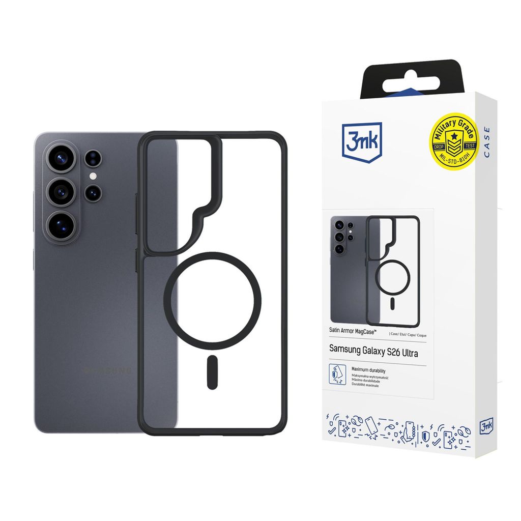 3mk Satin Armor MagSafe Skal till Samsung Galaxy S26 Ultra - Transparent/Svart