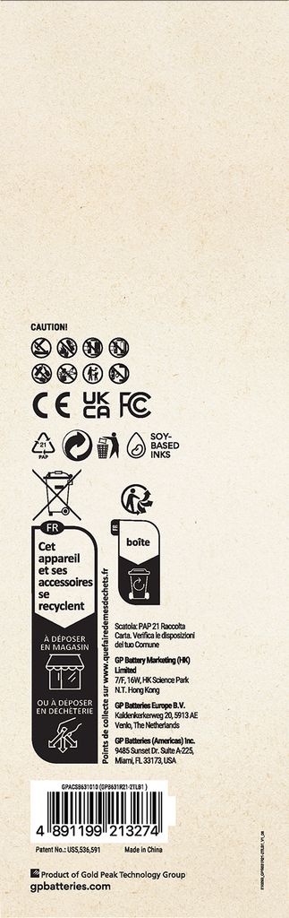 Battery charger universal GP. For AA / AAA / 9V / C / D (USB)