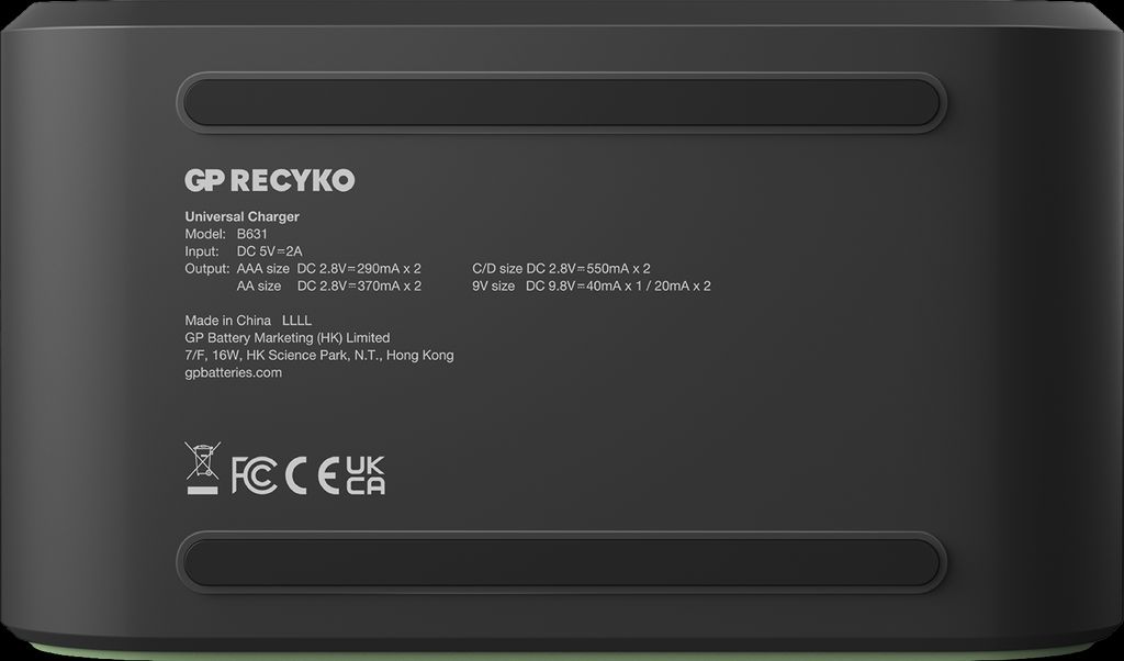 Battery charger universal GP. For AA / AAA / 9V / C / D (USB)