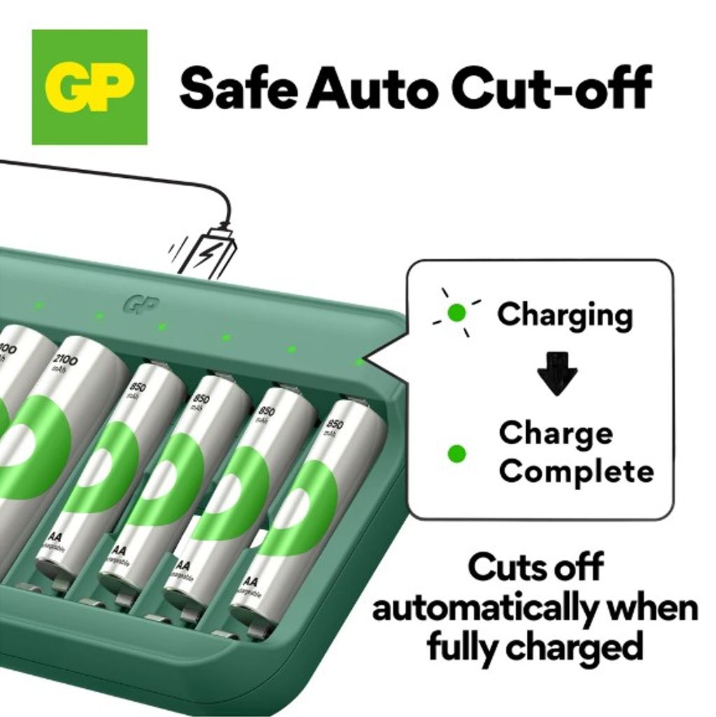 GP ReCyko USB-Ladegerät mit 8 Ladekanälen (AA/AAA)