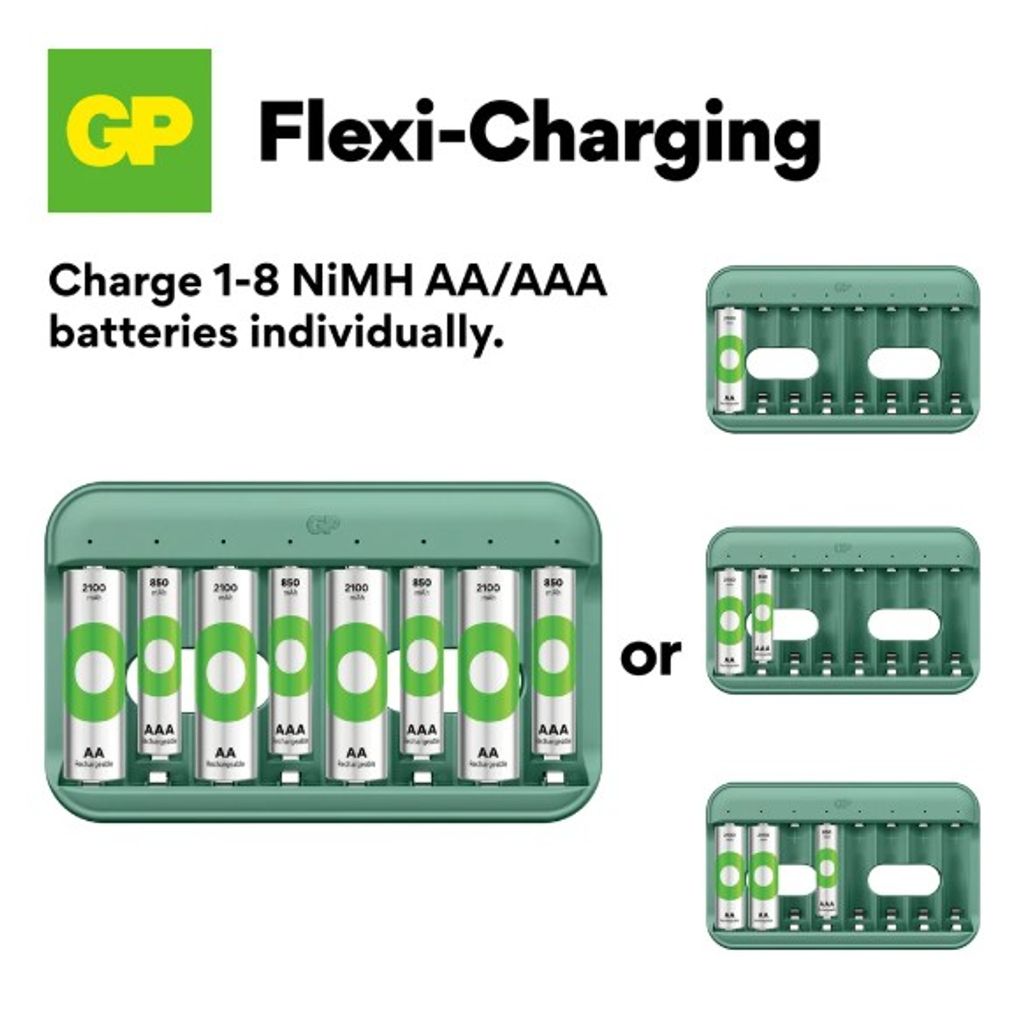 GP ReCyko USB-Ladegerät mit 8 Ladekanälen (AA/AAA)