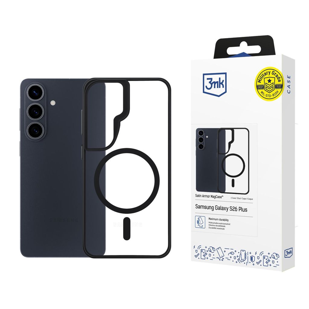 3mk Satin Armor MagSafe Skal till Samsung Galaxy S26 Plus - Svart