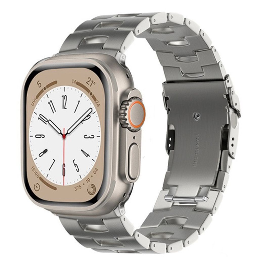 Apple Watch 49 / 46 / 44 / 42mm Titaaniseoksesta valmistettu kellonranneke - Hopea