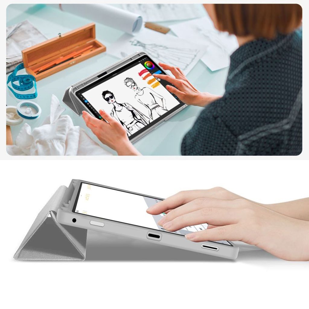 Tech-Protect SmartCase Pen Fodral Samsung Galaxy Tab S9/FE/S10 FE/S10 Lite - Grå