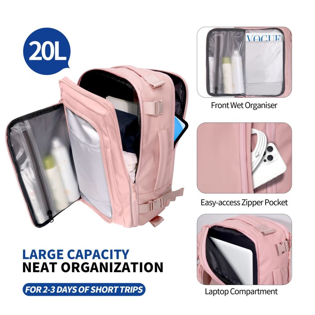 Tech-Protect Defender S50 Laptop Rygsæk, 20L – Lyserød