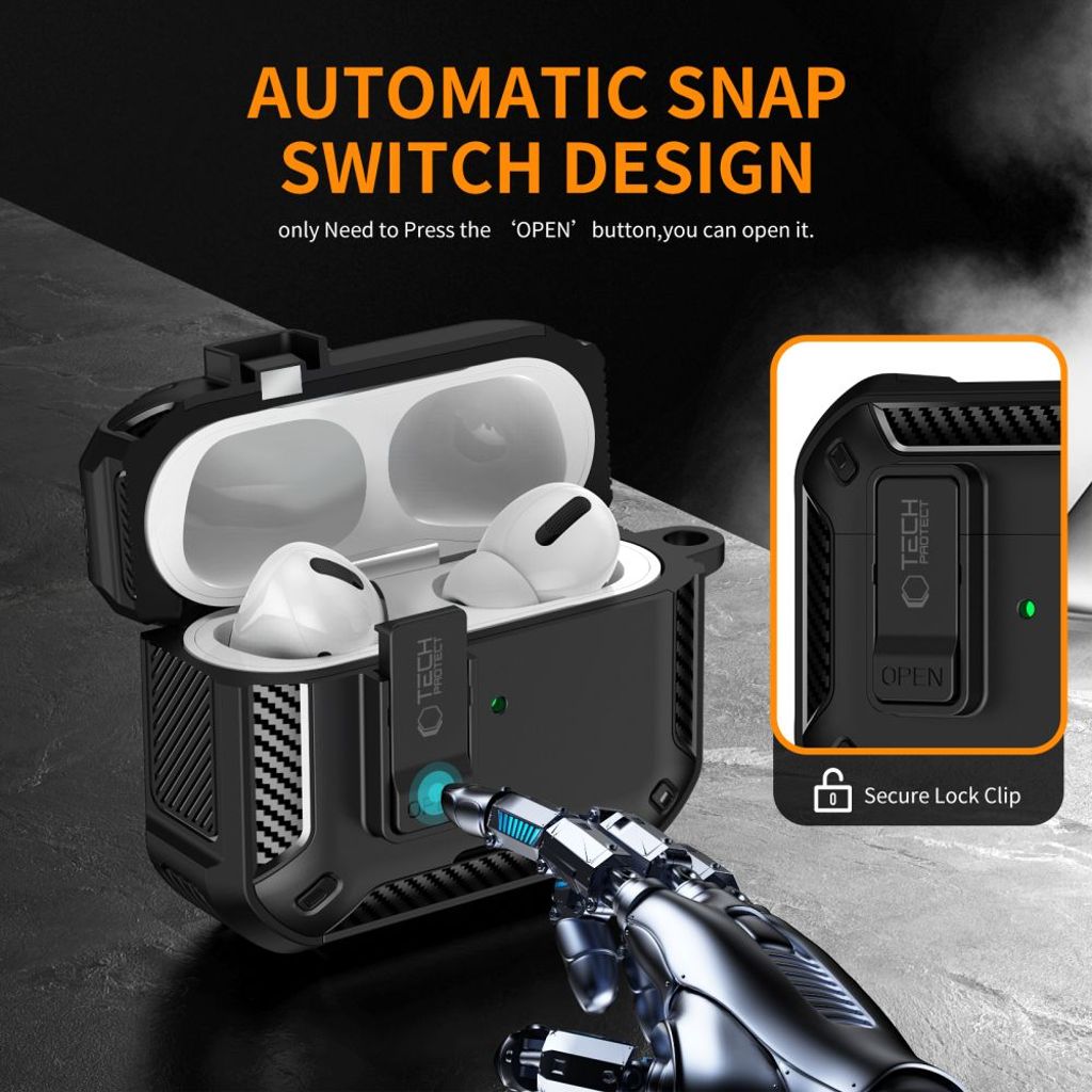 Tech-Protect Carbonox MagSafe Kuori AirPods Pro - Musta