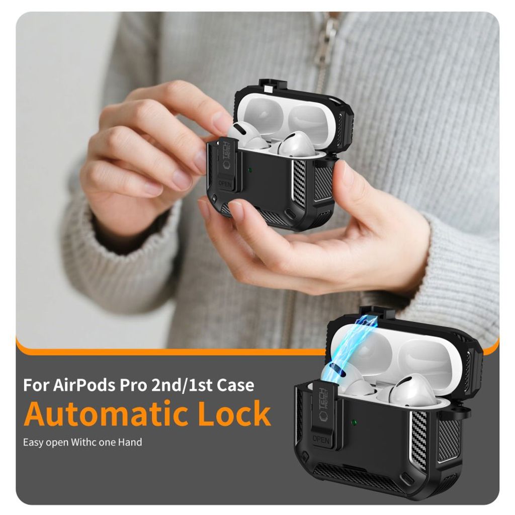 Tech-Protect Carbonox MagSafe Kuori AirPods Pro - Musta