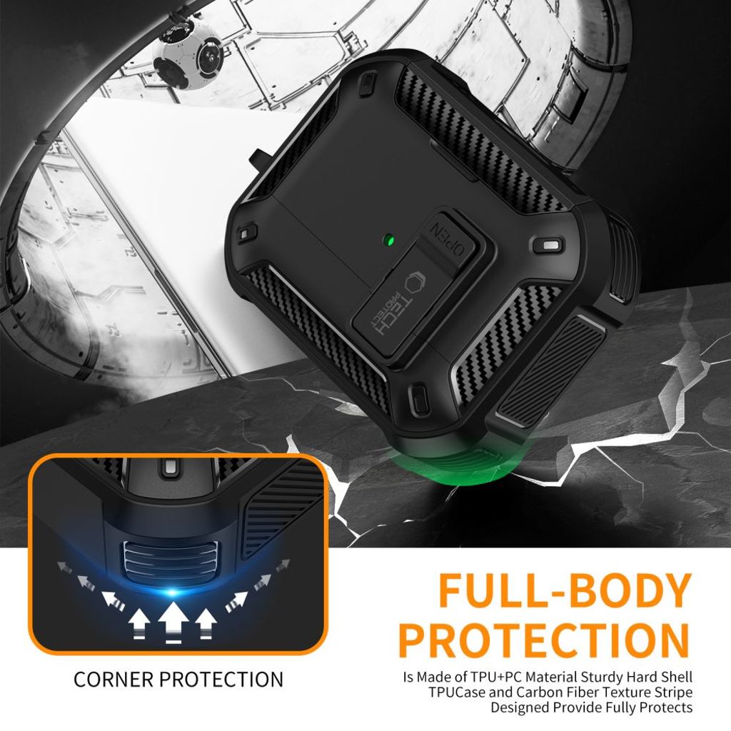 Tech-Protect Carbonox MagSafe Kuori AirPods Pro - Musta