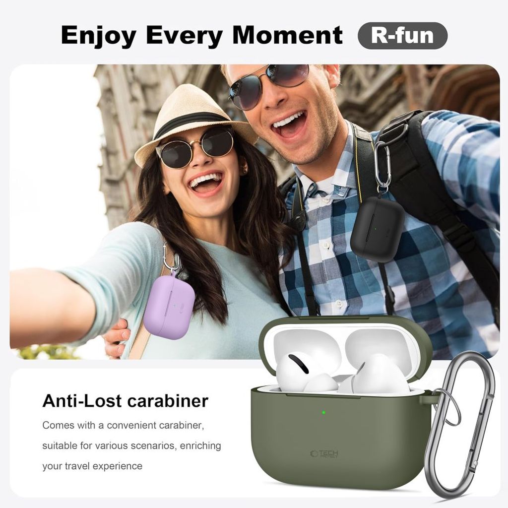Tech-Protect Silicone Hook Kuori AirPods Pro - Oliivinvihreä