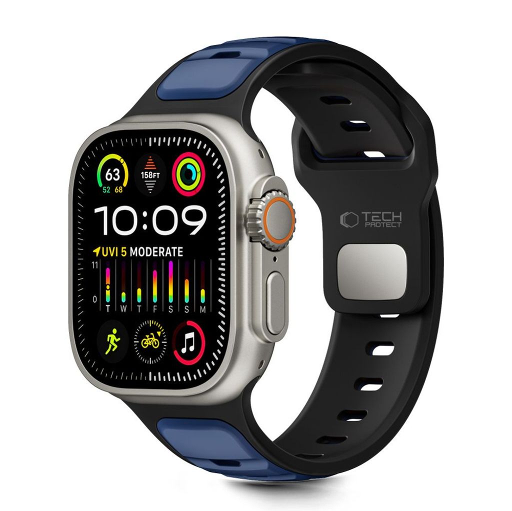 Tech-Protect IconBand Line Kellonranneke Apple Watch 44/45/46/49mm - Musta/Tummansininen