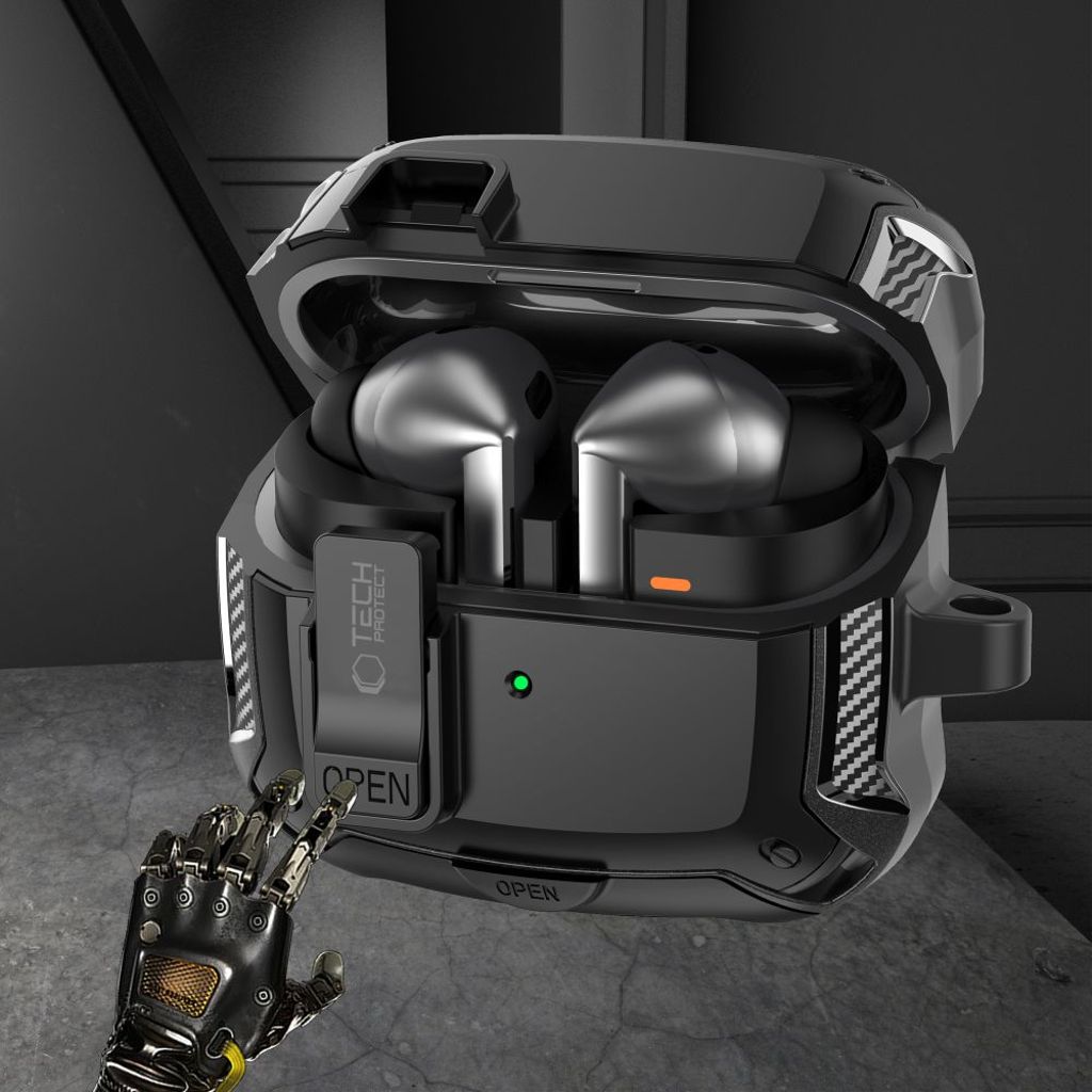 Tech-Protect Silicone Hook Deksel for Samsung Galaxy Buds 3 / 3 FE / 3 Pro - Svart