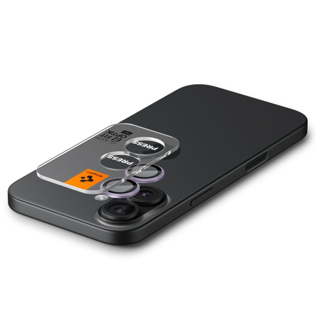 Spigen Optik Pro GLAS.TR "EZ FIT" iPhone 16/16 Plus/17 Linsebeskyttelse 2-pak - Lilla