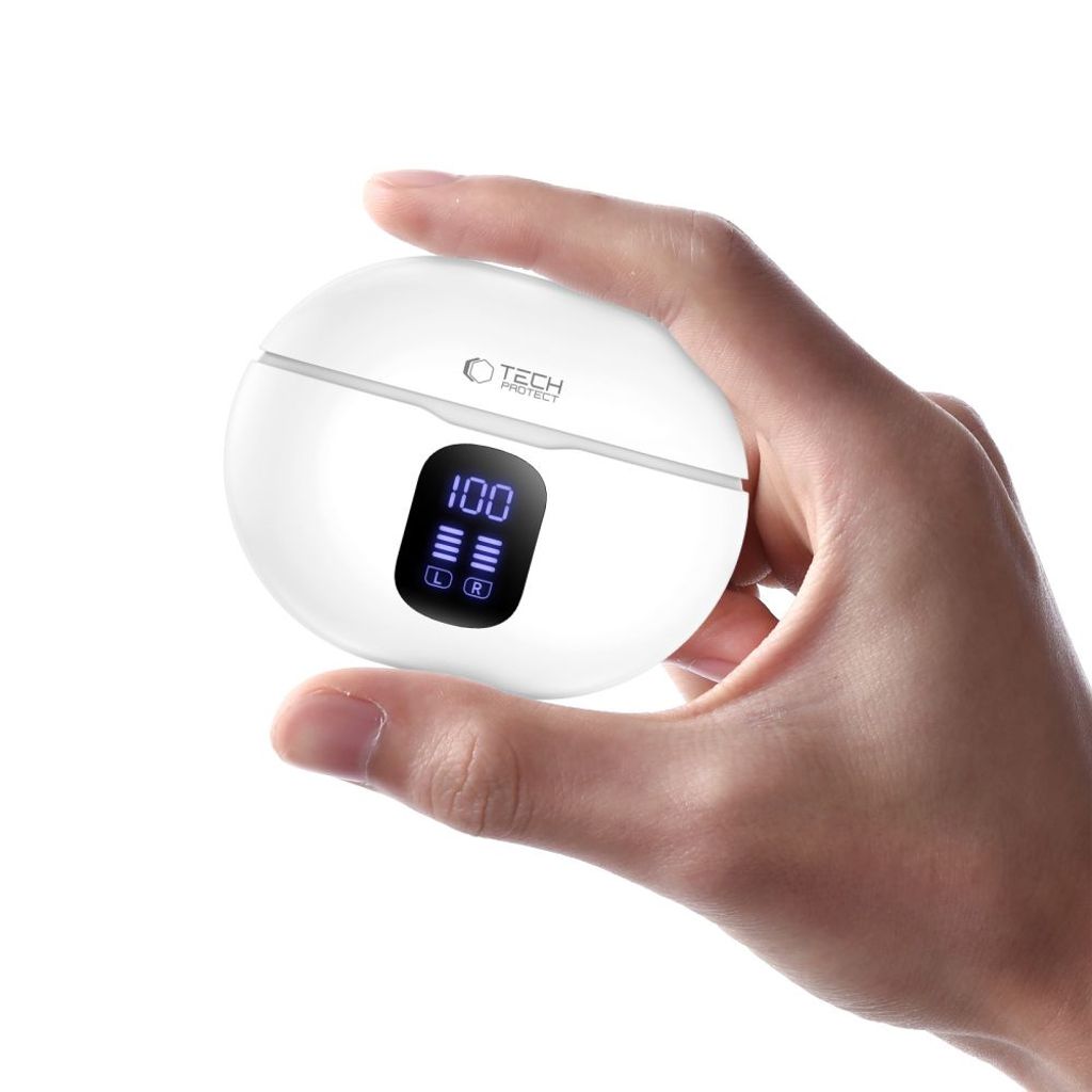 Tech-Protect UltraBoost TWS Pro G2 trådløse in-ear hodetelefoner – hvit