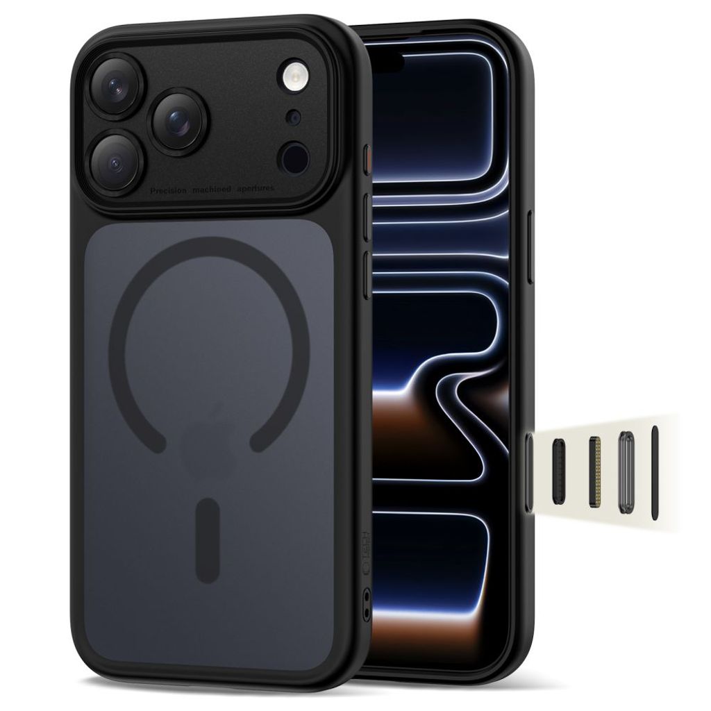 Tech-Protect MagPeak Magsafe CC Cover til iPhone 17 Pro Max - Mat Sort