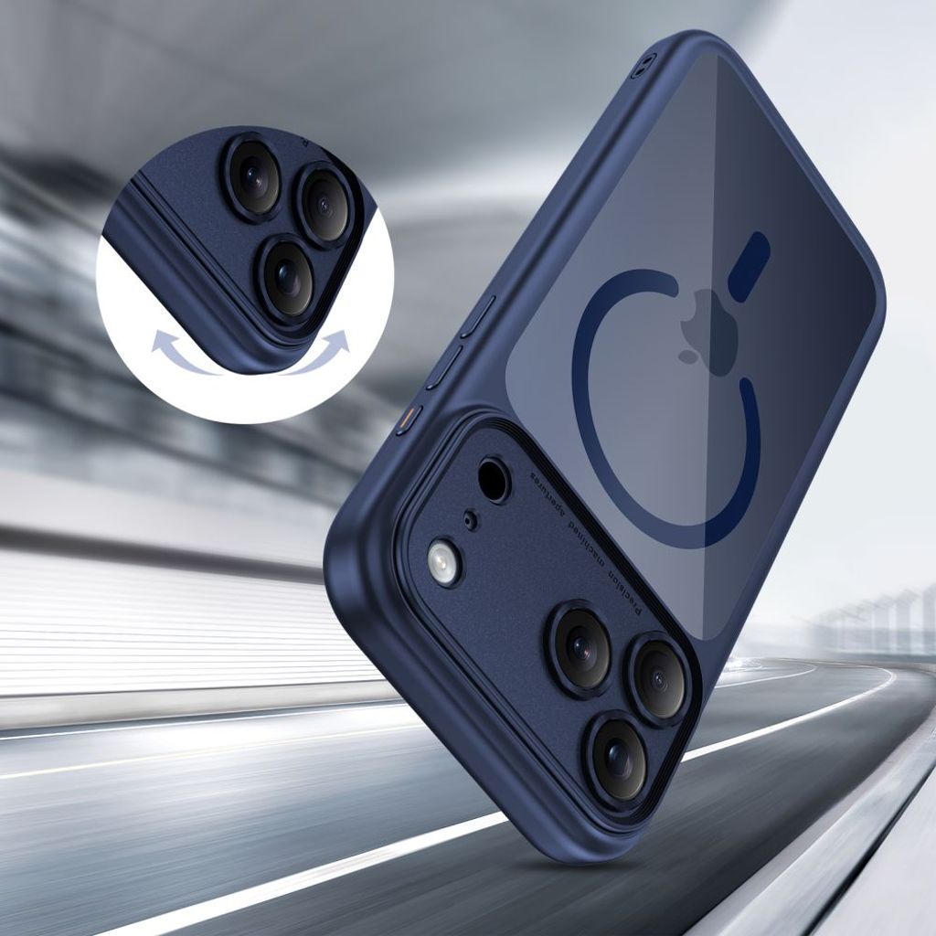 Tech-Protect Magpeak Magsafe CC Case for iPhone 17 Pro - Transparent/Navy Blue