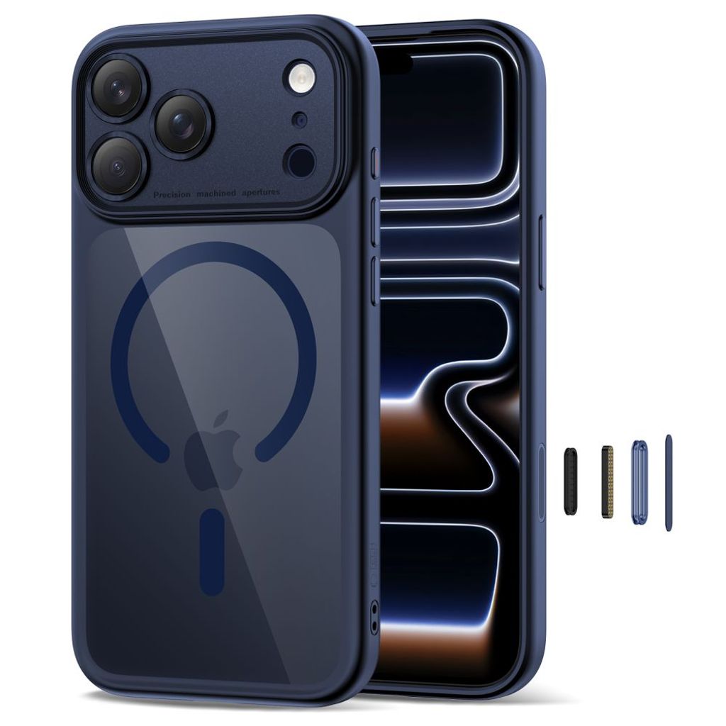 Tech-Protect Magpeak Magsafe CC Case for iPhone 17 Pro - Transparent/Navy Blue
