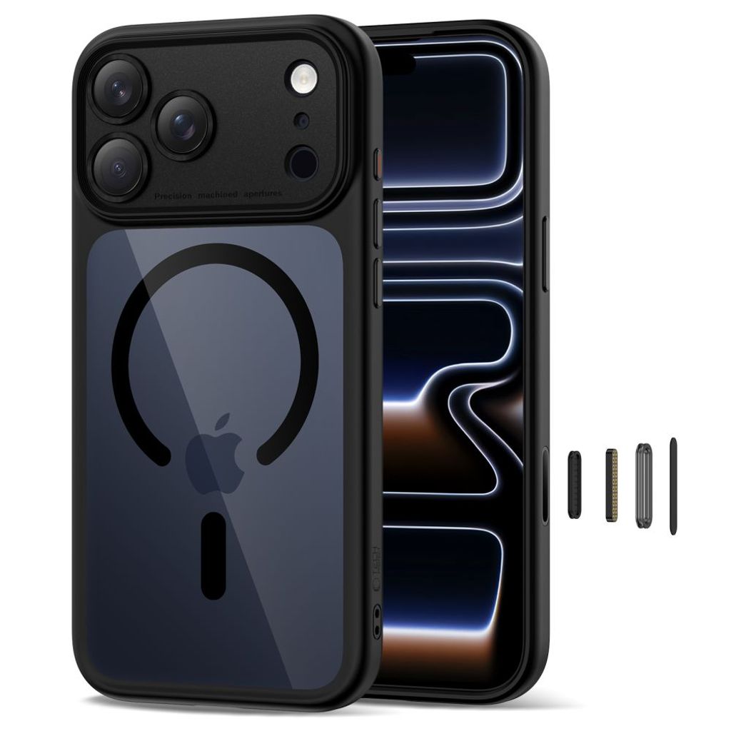 Tech-Protect MagPeak Magsafe CC Cover til iPhone 17 Pro Max - Gennemsigtig sort