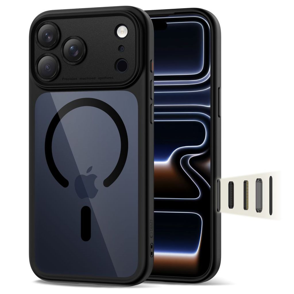 Tech-Protect MagPeak Magsafe CC Cover til iPhone 17 Pro Max - Gennemsigtig sort