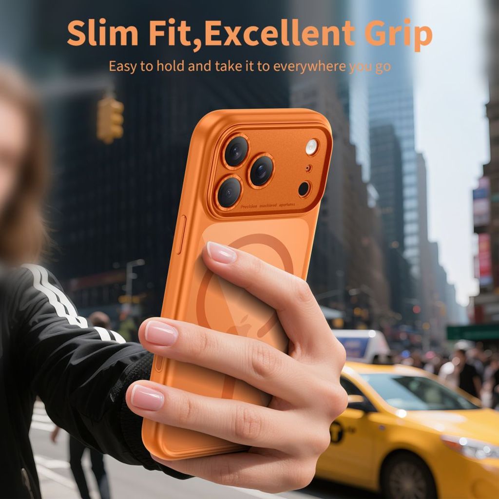 Tech-Protect Magpeak Magsafe CC Case for iPhone 17 Pro Max - Transparent/Orange