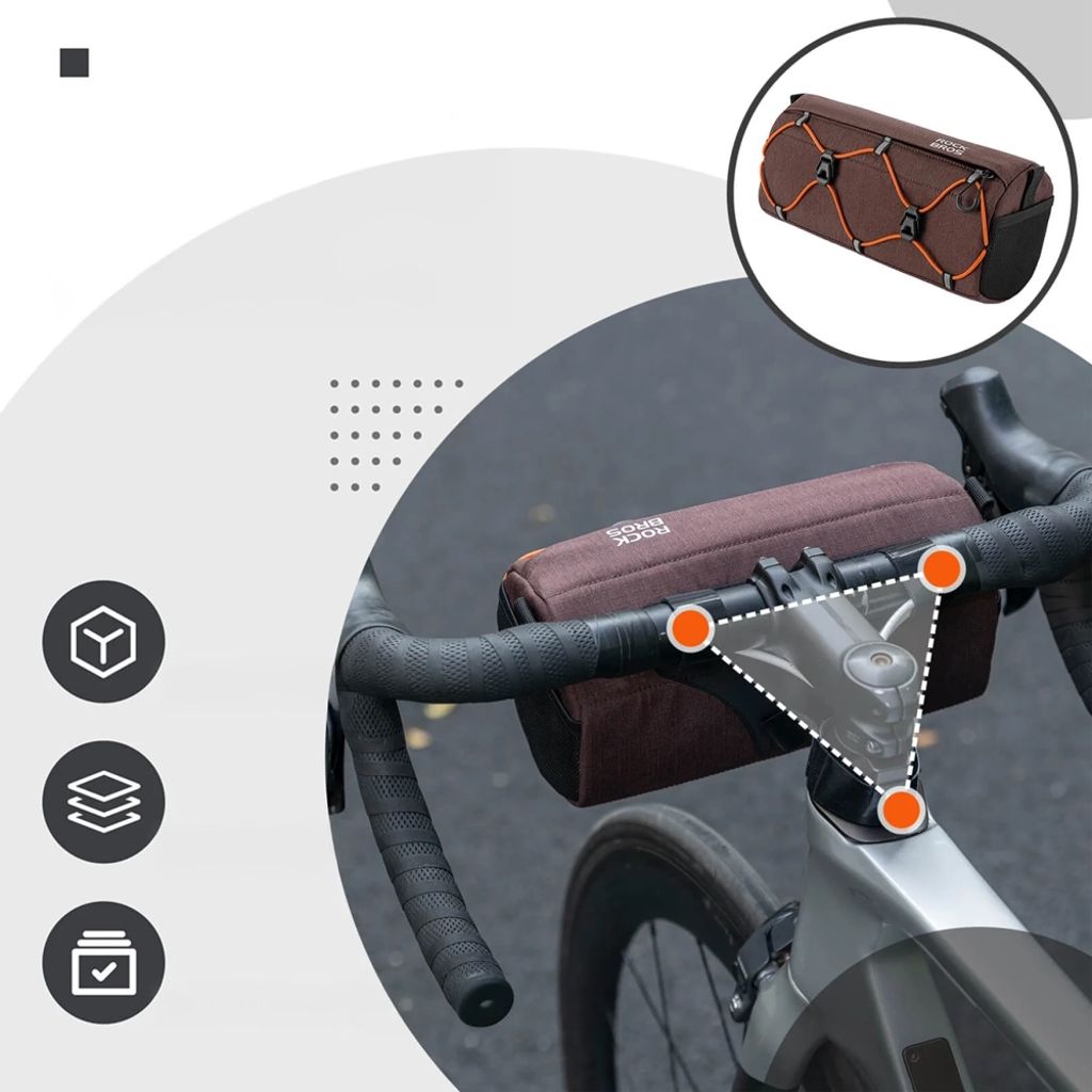 Rockbros Cykelväska för styre 2,2L – brun