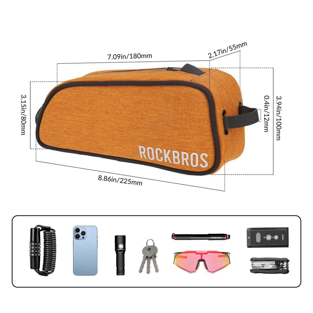 Rockbros ROAD TO SKY vattentät ramväska för cykel, 0.7L – orange