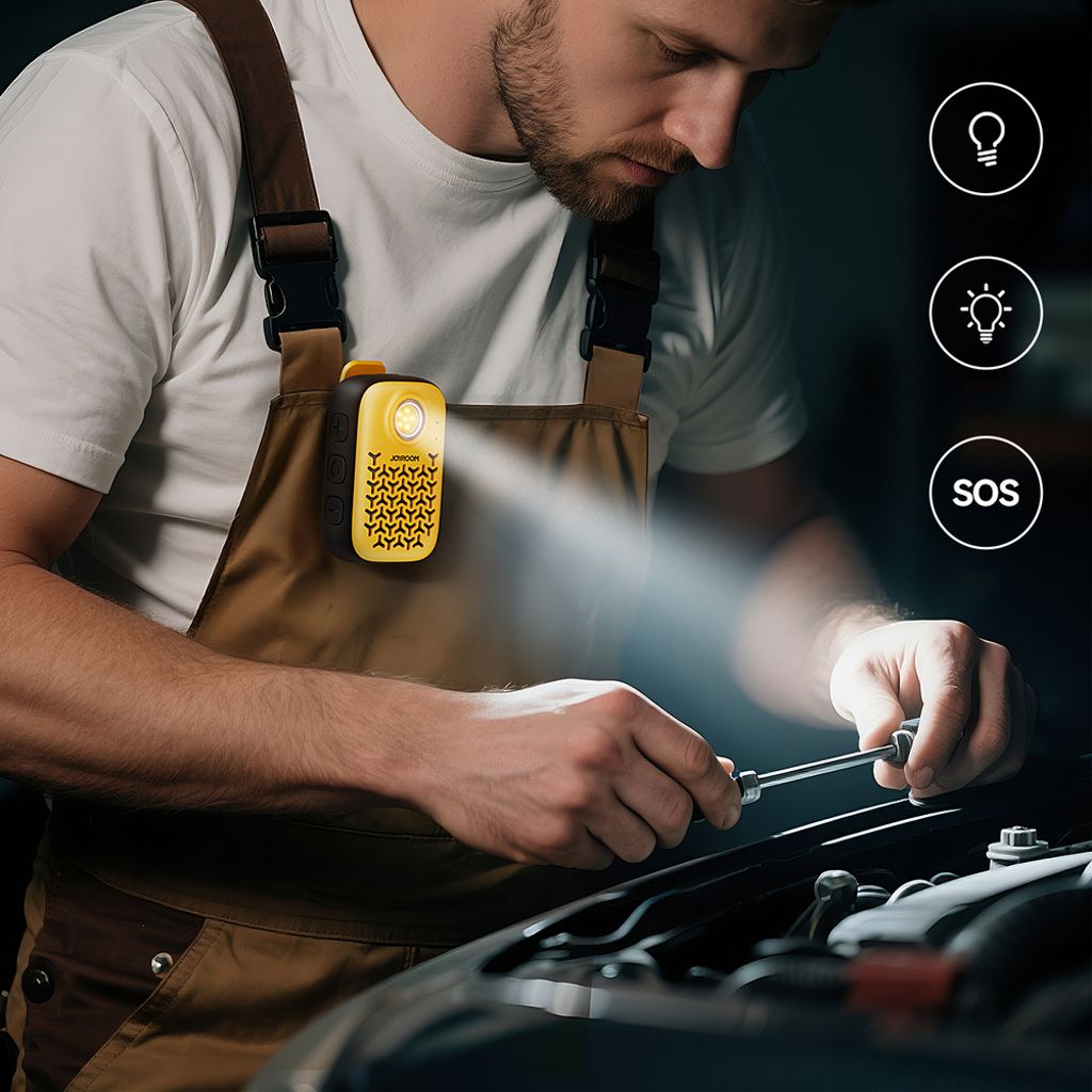 Joyroom Maya JR-MS03 kannettava Bluetooth-kaiutin taskulampulla – keltainen