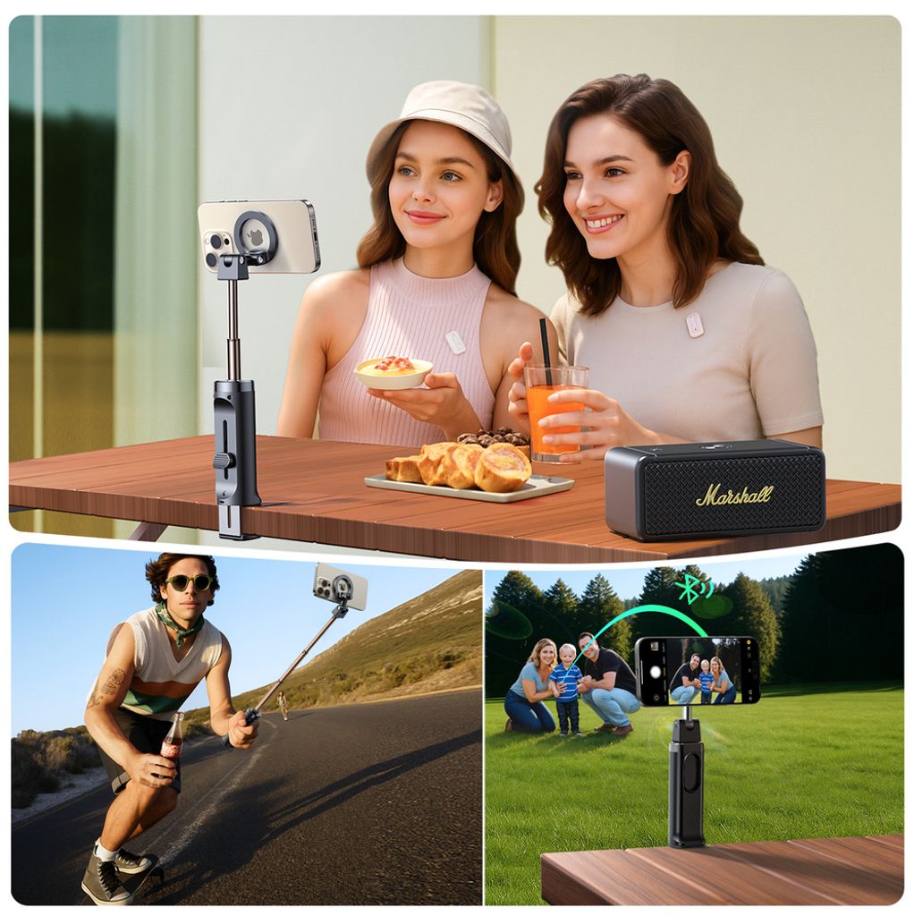 Joyroom JR-ZS509 MagSafe-yhteensopiva selfie stick Bluetoothilla – Musta