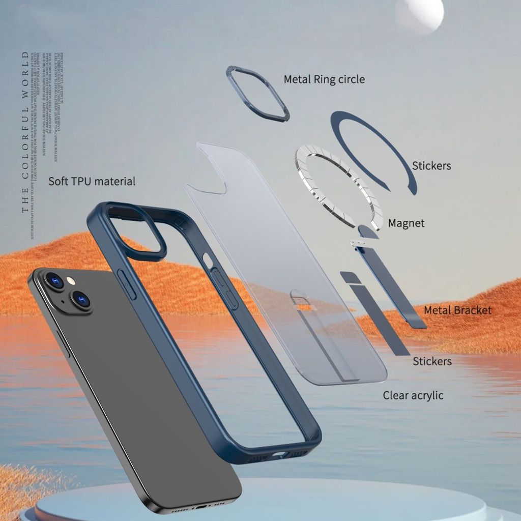 iPhone 14 Plus MagSafe Deksel med Stativ – Blå