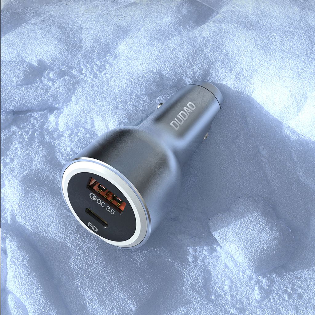 Dudao R4Ultra 120W Power Delivery snabb billaddare USB-C/USB-A – grå