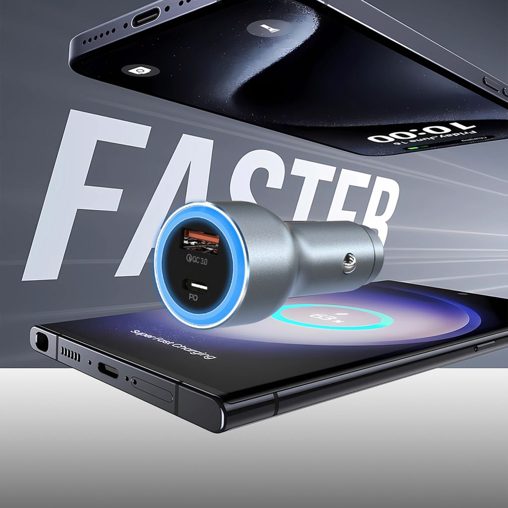 Dudao R4Ultra 120W Power Delivery snabb billaddare USB-C/USB-A – grå