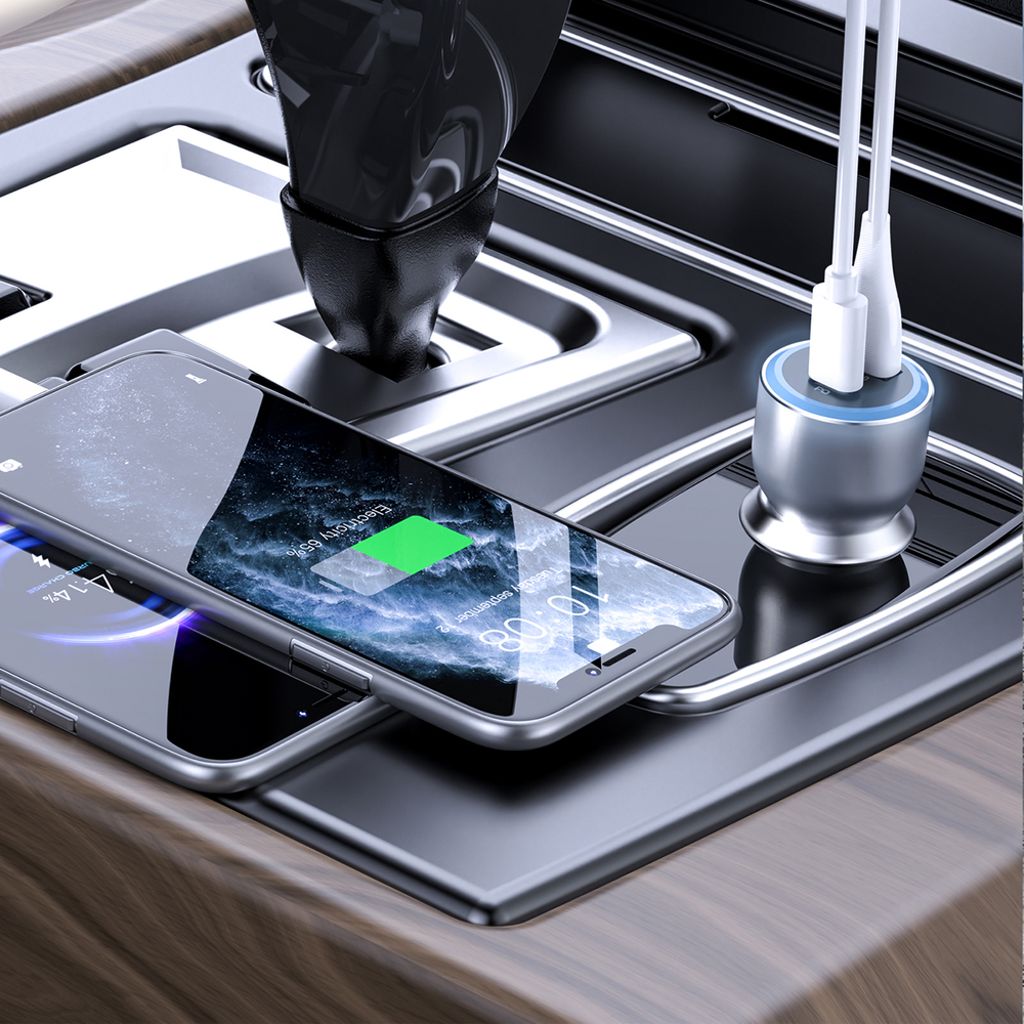 Dudao R4Ultra 120W Power Delivery snabb billaddare USB-C/USB-A – grå