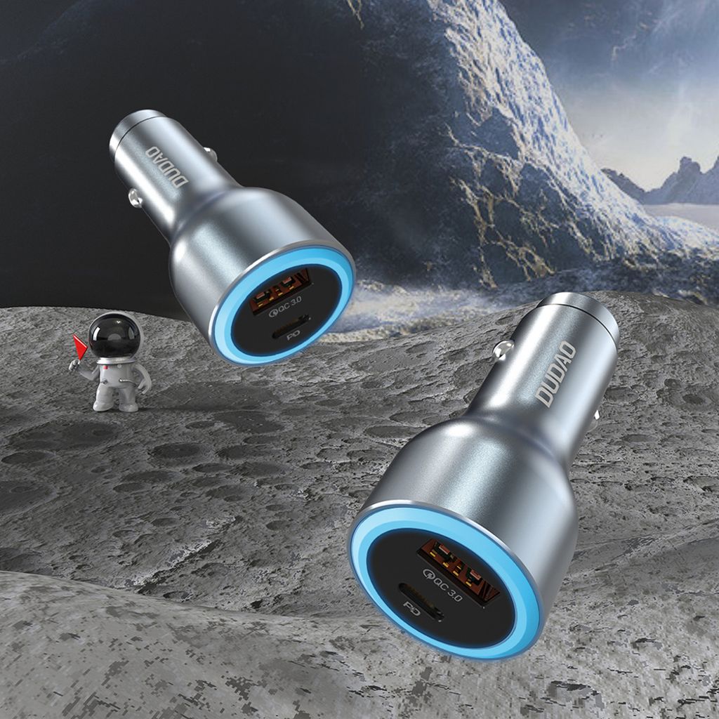 Dudao R4Ultra 120W Power Delivery snabb billaddare USB-C/USB-A – grå