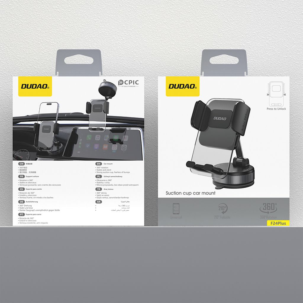 Dudao F24PLUS Telefonhållare Bil med vakuumfäste för instrumentbräda – Svart