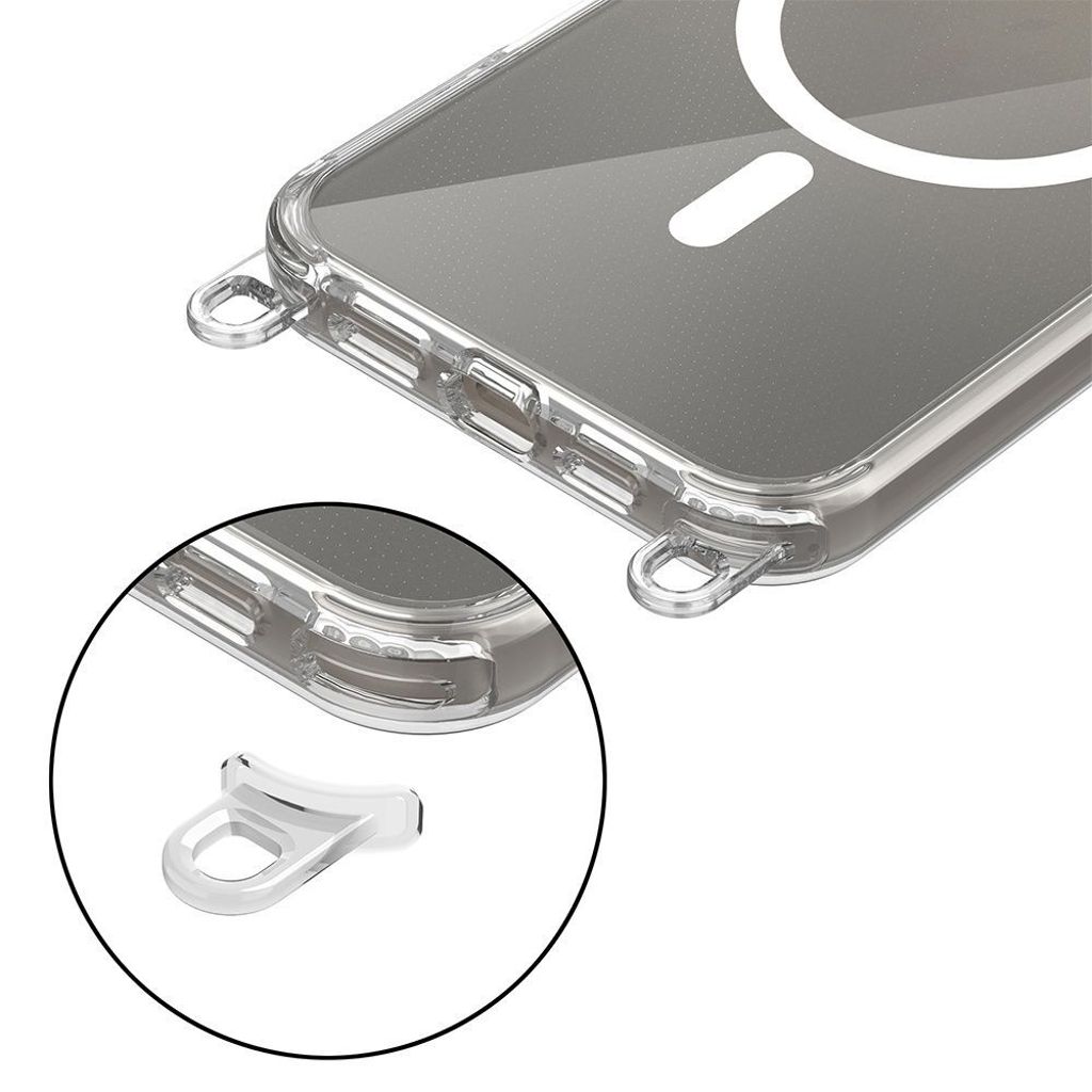Tech-Protect FlexAir Chain MagSafe Cover + 2 Bærestropper til iPhone 16 Pro - Lyserød/Grå