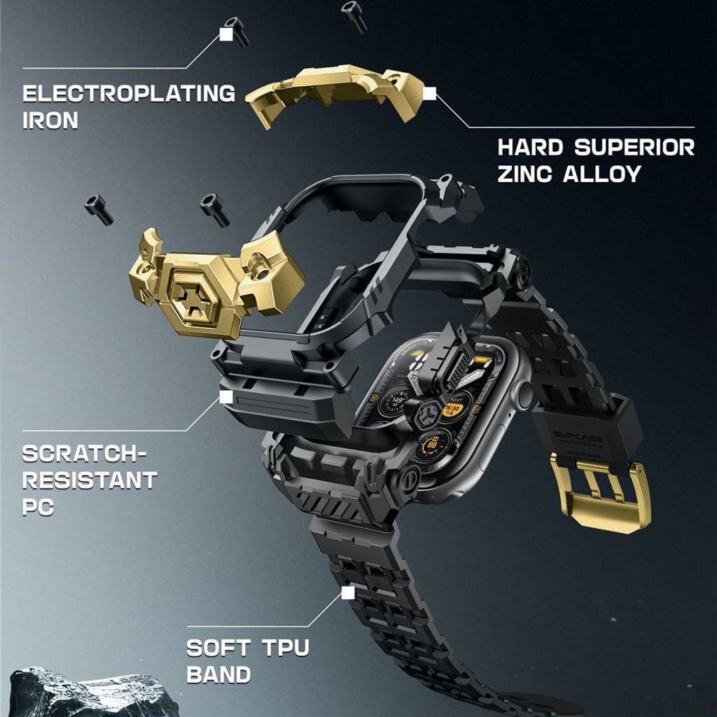 Supcase Unicorn Beetle Ore Deksel til Apple Watch 10/11 (46mm) - Svart/gull
